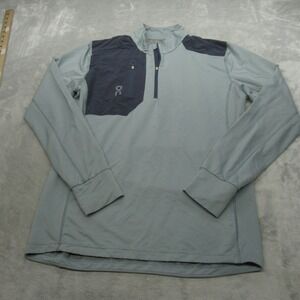 On Running Weather Shirt Jacket Mens Medium Gray 1/4 Zip Performance Run Jog Gym